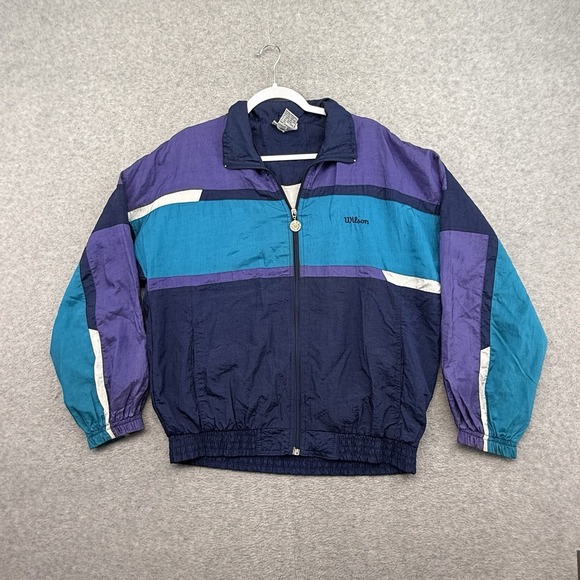 Wilson Other - Vintage Wilson Jacket Men M Purple Teal Colorblock Windbreaker 80s 90s Bomber